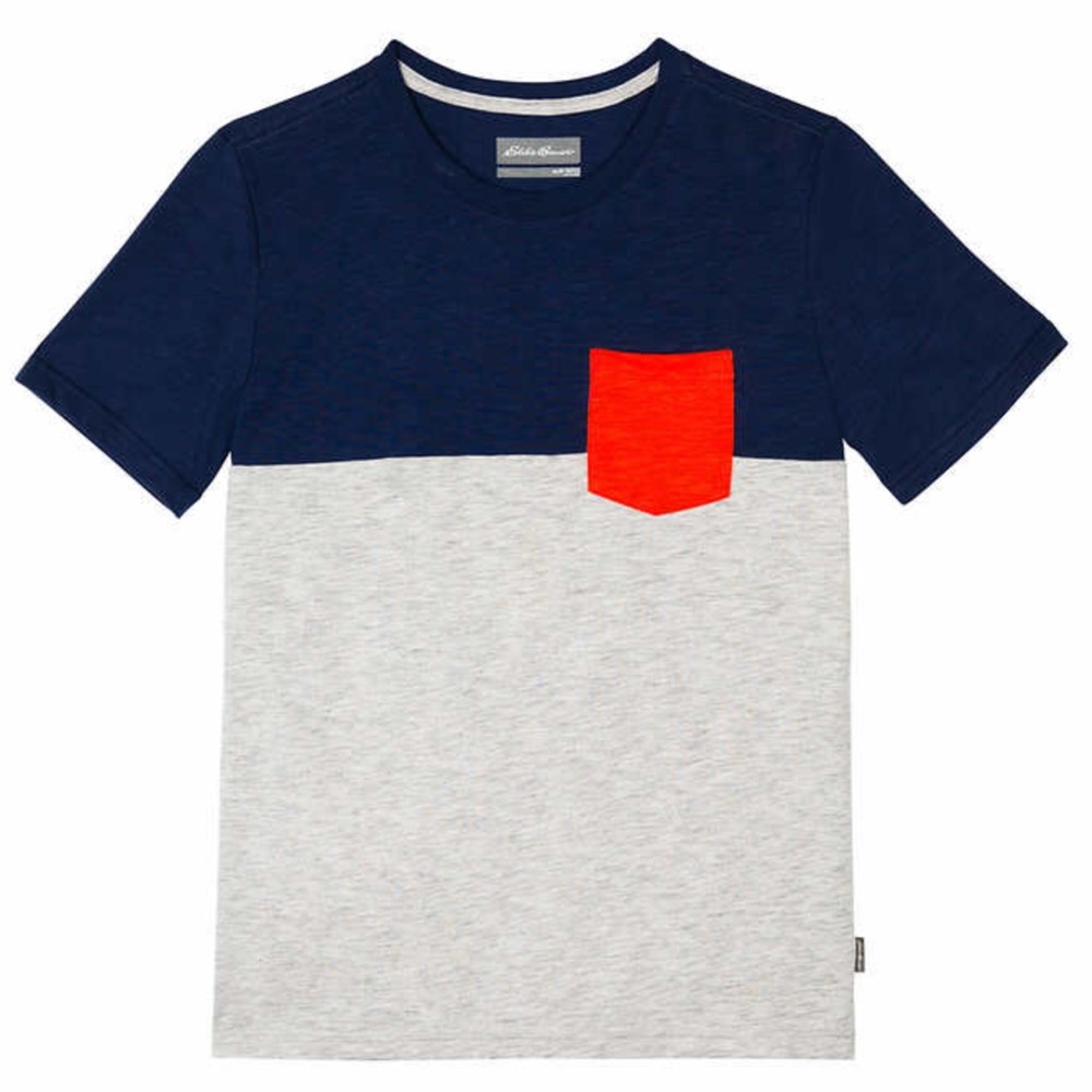 New Eddie Bauer Color Block Pocket T-shirt Unisex Youth XL